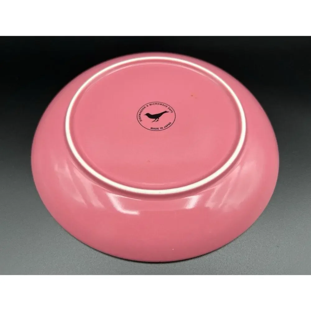 Anthropologie 8” Lunch Salad Plate w Pink Orange & Gray Dots Set of 2 Japan